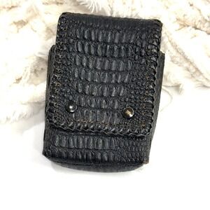 Mens Crocodile Caiman Leather Wallet Loop Waist Holster Pouch Black Tobacco Case